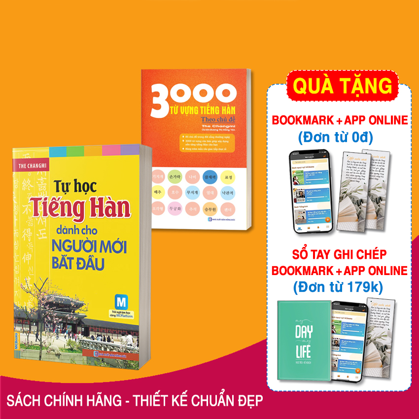 Combo sách: Tự Học Tiếng Hàn Dành Cho Người Mới Bắt Đầu + 3000 Từ Vựng Tiếng Hàn Theo Chủ Đề