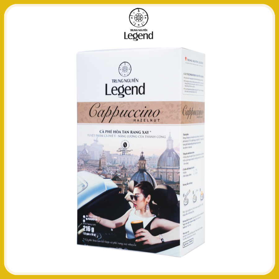 Cà Phê Sữa Hòa Tan Cappuccino Hazelnut Trung Nguyên Legend – Hộp 12 Gói – Hương Hạt Dẻ Thơm Béo, Ngọt Dịu