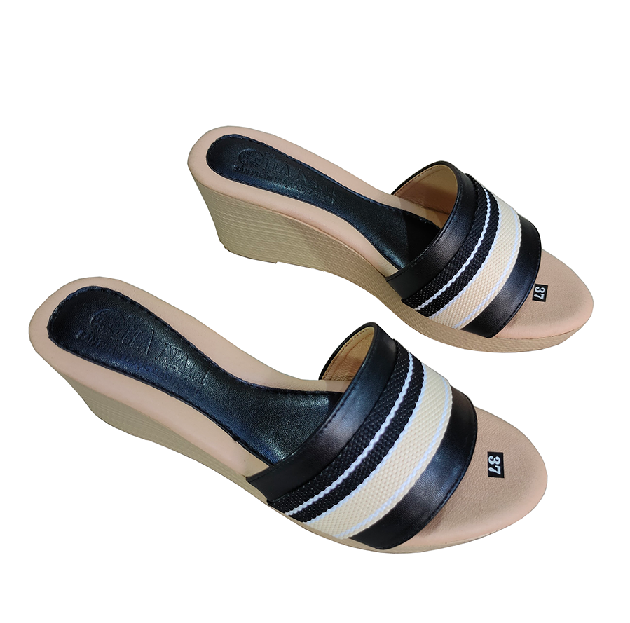 Dép Nữ Quai Ngang Đế Xuồng HÀ NAM Da Bò Thật Cao Cấp 7cm DNU2163