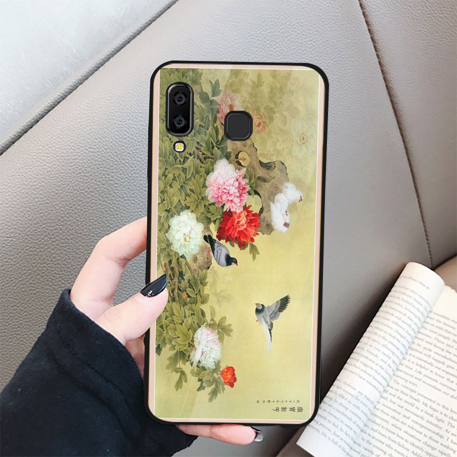 Ốp kính cường lực cho điện thoại Samsung Galaxy A7 2018/A750 - A10/M10 - A50 - A70 - mẫu đơn MS HOA019