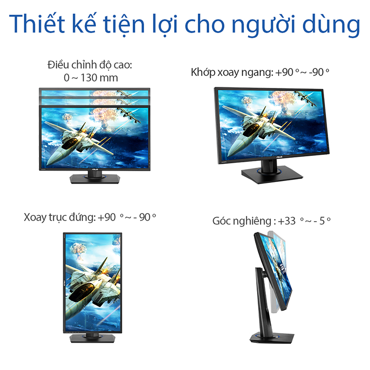 Màn Hình Gaming Asus VG245H 24 inch Full HD (1920 x 1080) 1ms 75Hz AMD FreeSync TN Stereo RMS 2W x 2 - Hàng Chính Hãng