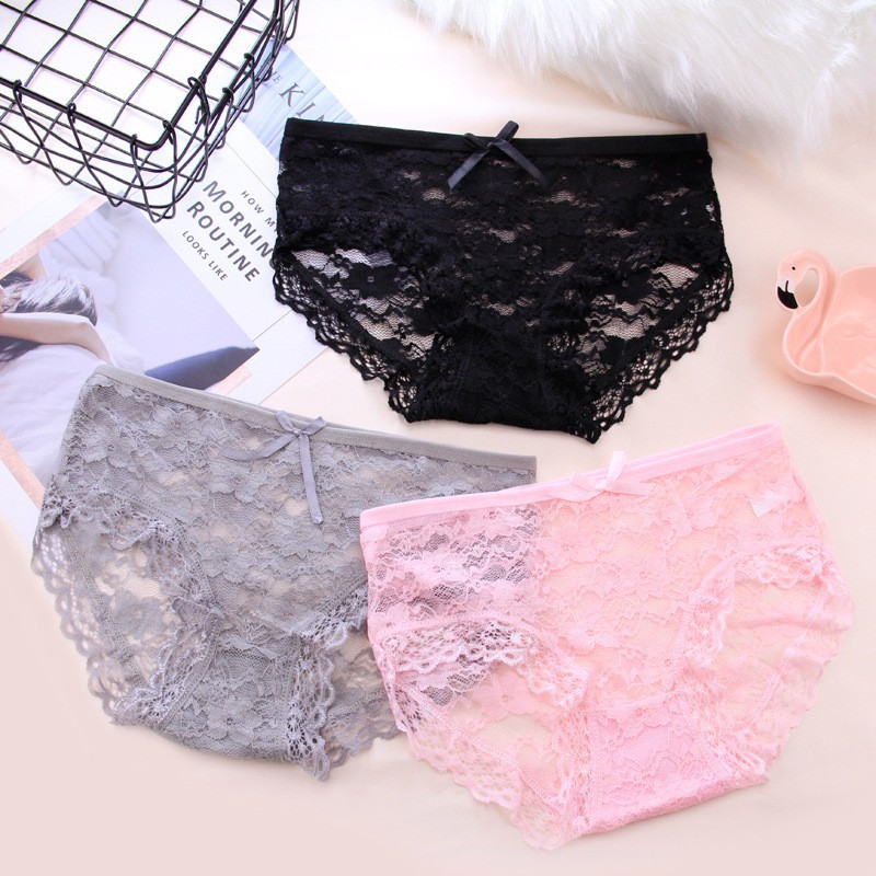 Combo 05 Quần Lót Nữ Ren Nơ Nhiều Màu Cao Cấp Thoải Mái Sexy (3 size)