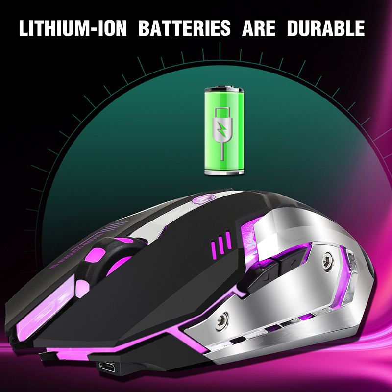 Wireless Mouse Gaming Mouse Noiseless Control PC Optical Mice 6 Keys 2400DPI Working Internet Cafe Gaming Tablet