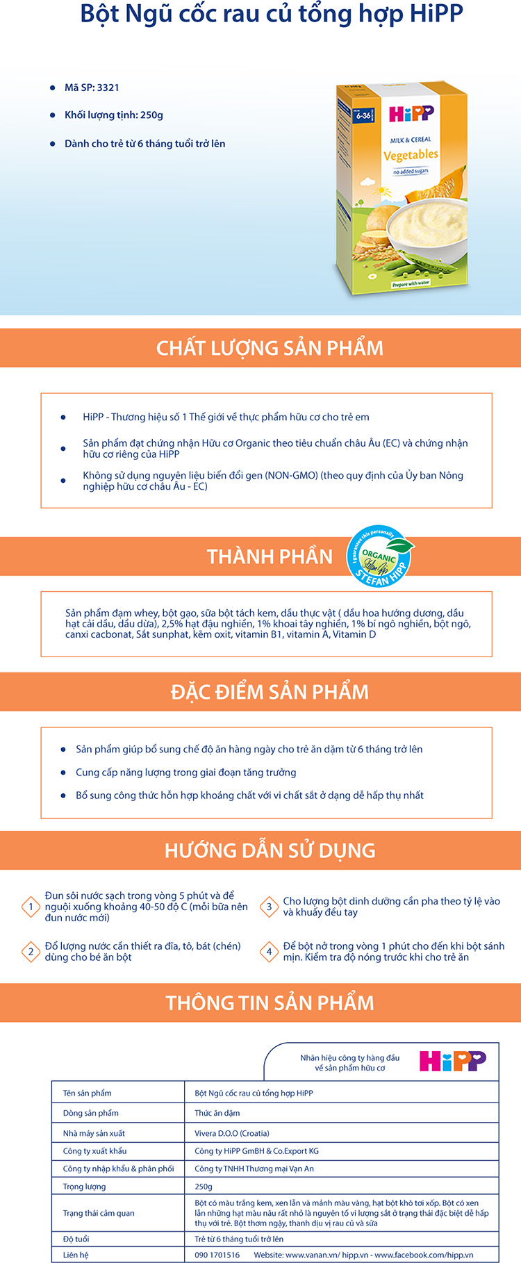 Combo 2 Bột Dinh Dưỡng Hoa Quả Tổng Hợp (Táo, Chuối, Lê, Mơ) HiPP 250g - 3141& Bột Sữa Và Ngũ Cốc Rau Củ Tổng Hợp HiPP - 3321 (250g) Tặng Kèm 1 Yếm Ăn Dặm HiPP