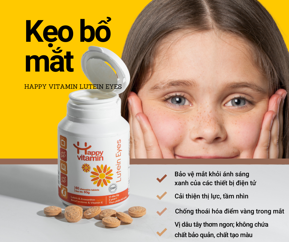 kẹo bổ mắt happy vitamin lutein eyes dành cho trẻ - hộp 60 viên 2