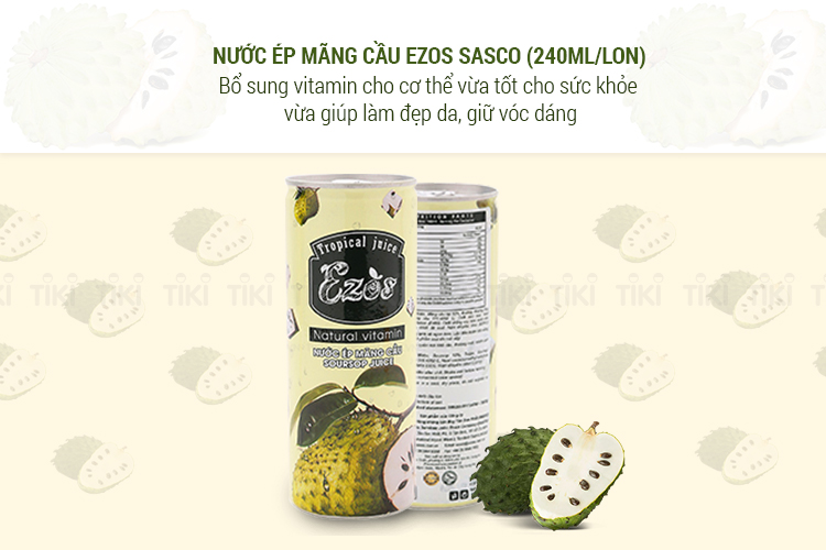 Nước Ép Mãng Cầu Ezos Sasco (240ml/Lon)