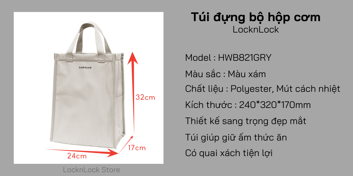 Túi đựng bộ hộp cơm LocknLock Daily Cooler, Table Mat HWB820 - Hàng chính hãng, giữ nhiệt có quai xách - JoyMall