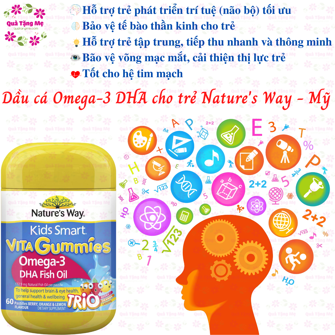 Dầu cá Omega-3 DHA cho trẻ Vita Gummies Nature's Way