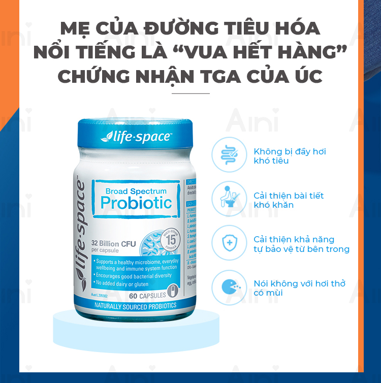 viên uống men vi sinh hỗ trợ tiêu hóa cho người lớn life space broad spectrum probiotic (30 capsules) 3