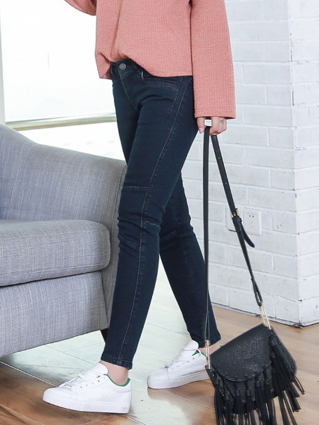 Intercrew jeans female 2018 autumn new slim Korean casual wild thin stretch pants pants pencil pants jeans female ICR3EL51W dark blue 69/M