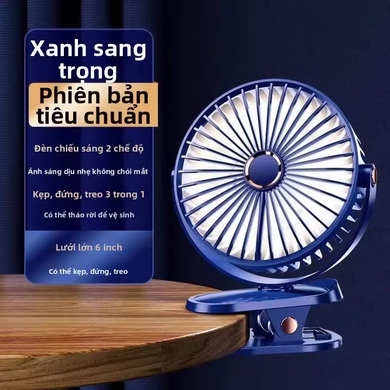 Quạt Kẹp Tích Điện Xoay Tự Động, Pin Trâu 18000mAh, Kích thước 16,5cm, không tiếng ồn, Siêu bền [Bảo hành 1 năm]