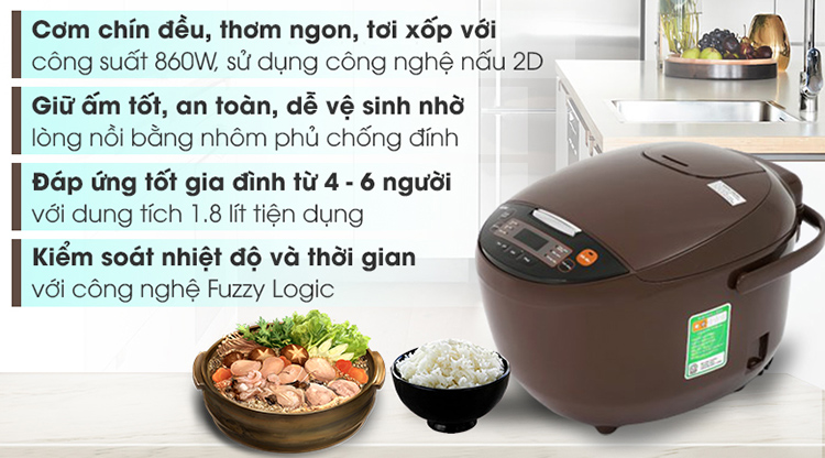Nồi Cơm Điện Tử Comfee 1.8 lít CR-FD1820B - Hàng Chính Hãng