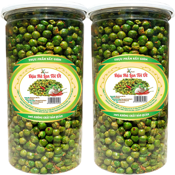 1KG ĐẬU HÀ LAN SẤY GIÒN TỎI ỚT THƯƠNG HIỆU SK FOOD - 2 HŨ PET