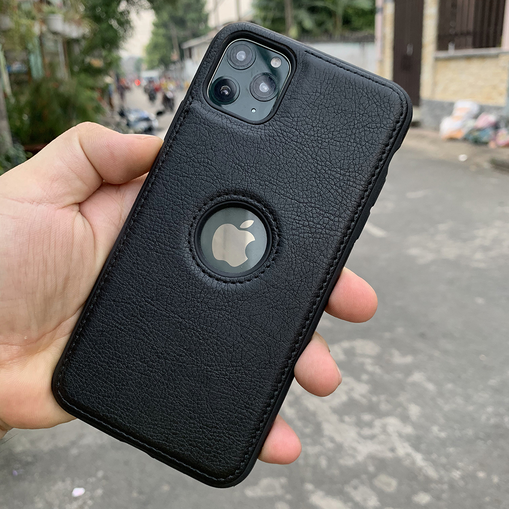 Ốp lưng da cao cấp dành cho iPhone 11 Pro Max - Màu đen