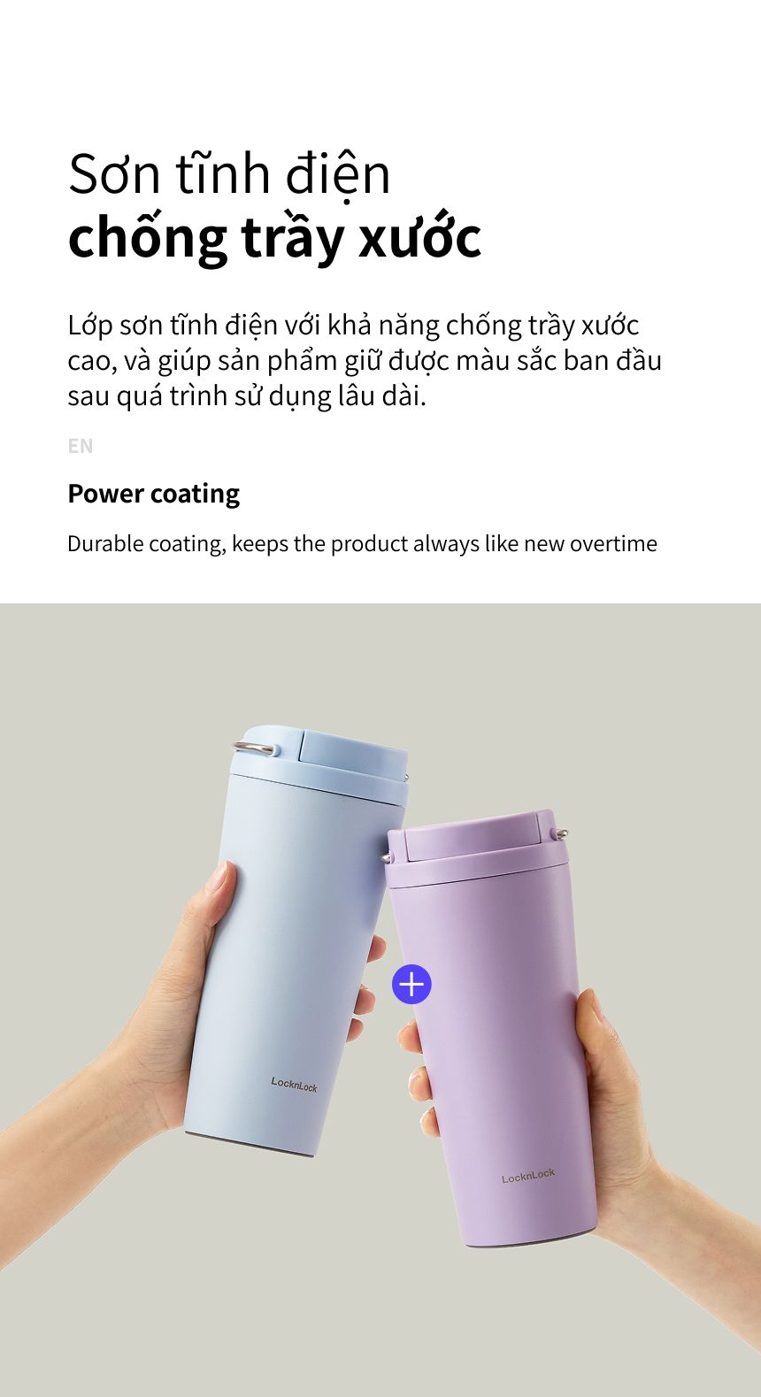 Ly Giữ Nhiệt LocknLock Bucket One Touch LHC3345 550ml, Hàng Chính Hãng, Quai Xách Tiện Lợi - JoyMall