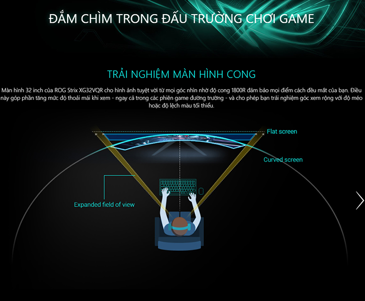 Màn Hình Cong Gaming Asus ROG STRIX XG32VQR 32 inch WQHD (2560x1440) 4ms 144Hz FreeSync VA - Hàng Chính Hãng