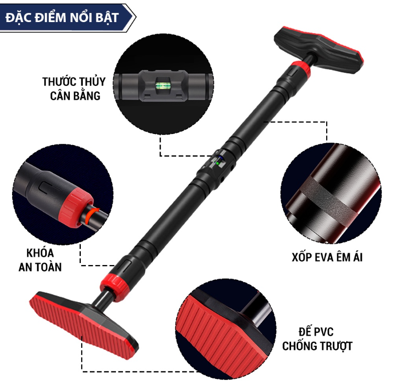 Xà Đơn Treo Tường Gắn Cửa Đa Năng KUNO SPORT Dụng Cụ Tập Gym Tại Nhà Bản Nâng Cấp Chịu Lực Cao