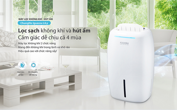 Máy Lọc Không Khí - Hút Ẩm Chungho Lily CHDH-120JA (Diện Tích Sử Dụng 16.6㎡ - 49.6㎡) - Hàng chính hãng