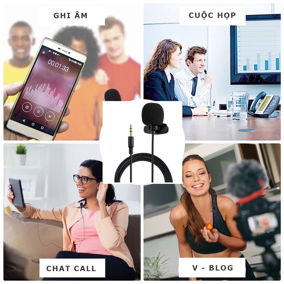 Micro - Mic thu âm cài, kẹp áo + Hộp đựng cao cấp dùng cho {Điện thoại/ Laptop/ Máy tính bàn}, Mic Đa Hướng 360°, Độ nhạy Cao, Khử ồn, Livestream, Hát Karaoke, quay video, ghi âm, Vlog, Học Online, Zoom - Hàng chính hãng