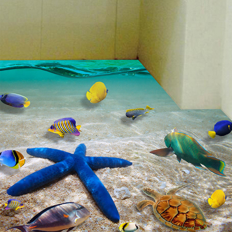 Tấm Dán Sàn Nhà 3D Hình Sao Biển