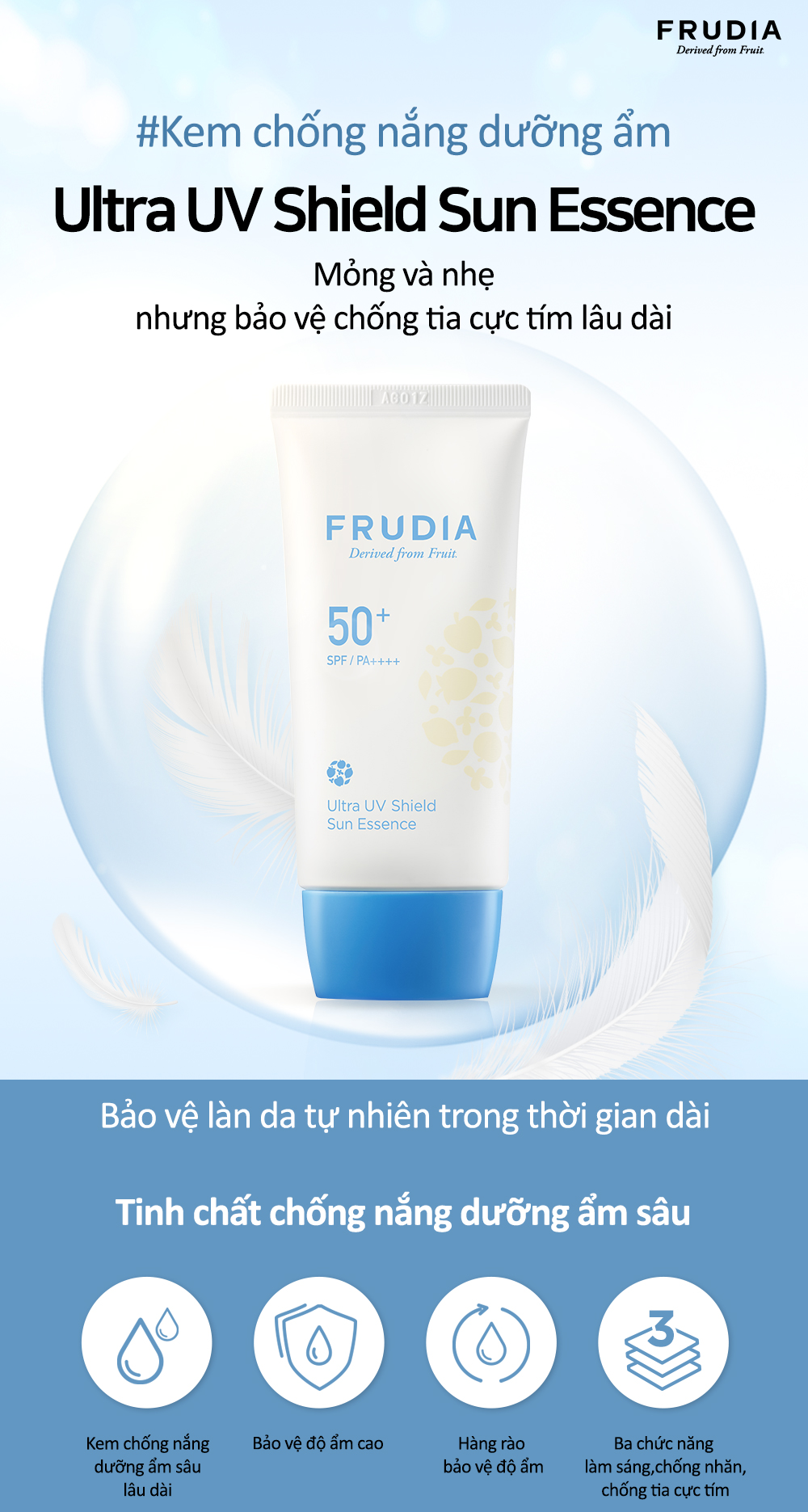 Tinh Chất Chống Nắng Frudia Ultra Uv Shield Sun Essence 50+ Spf/Pa++++ Dưỡng Ẩm Ngăn Ngừa Tia UV (50g)