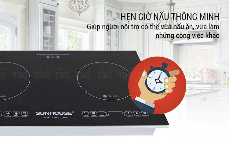 Bếp Đôi Điện Từ Sunhouse SHB9108-S - Hàng chính hãng