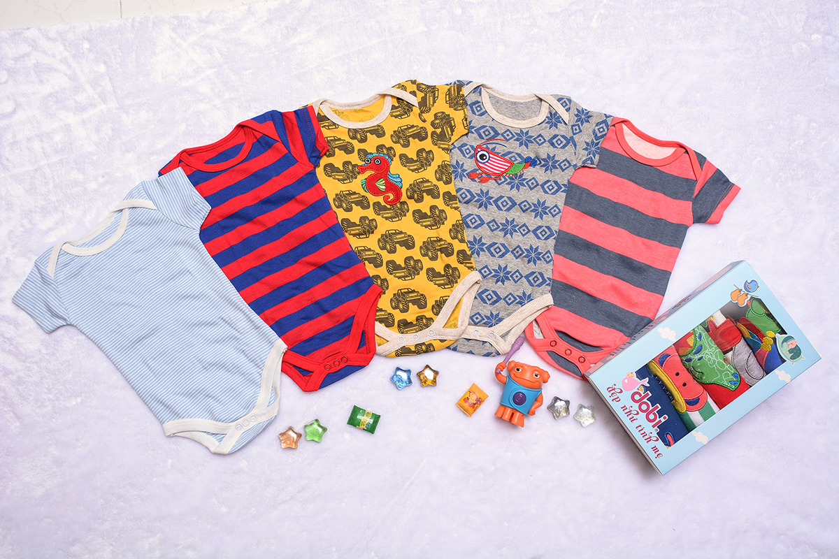 Combo 5 Body Liền Quần Tay Ngắn Bé Trai Dobi ALQ01