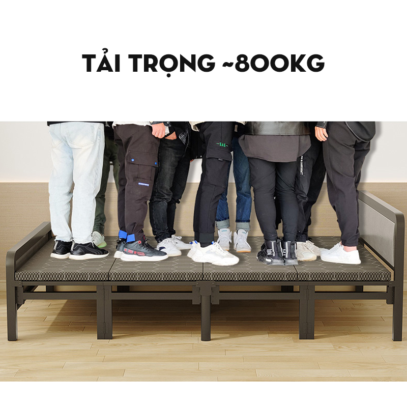 Giường Xếp Đa Năng Gấp Gọn, Giường Sinh Viên, Giường Đơn Kim Loại Kèm Đệm - Hàng Chính Hãng