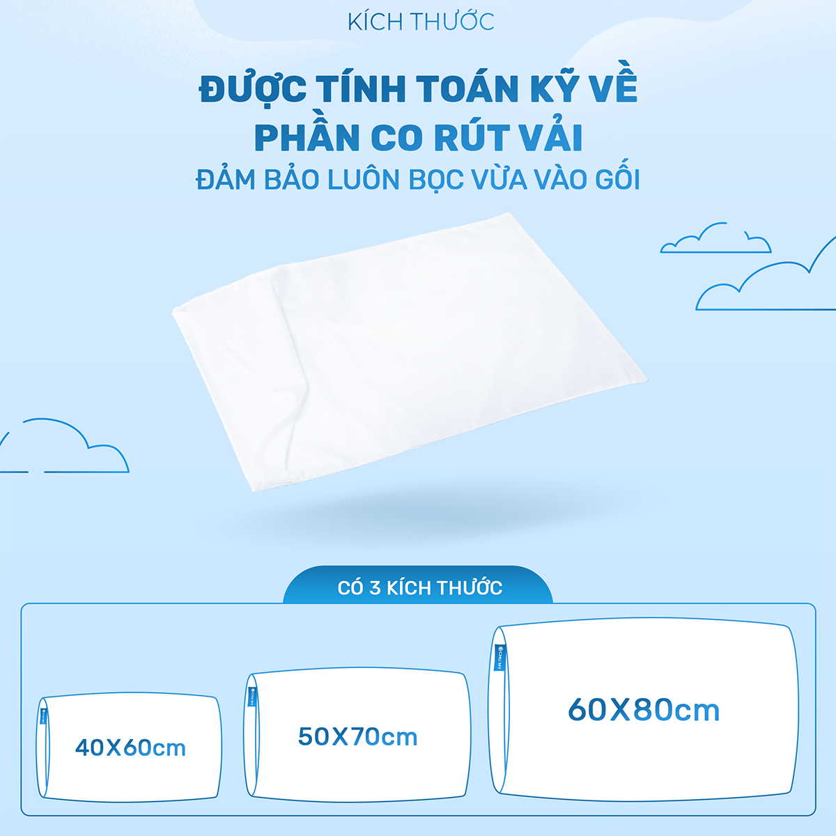 Combo 2 Vỏ gối khách sạn 5 sao màu trắng trơn - Mát mẻ mịn màng - Vỏ gối Cotton Sateen thiên nhiên 100%