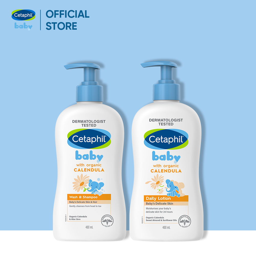Combo Sữa tắm gội dịu lành Cetaphil Baby Gentle Wash & Shampoo 400ml + Sữa dưỡng thể dịu lành Cetaphil Baby Lotion 400ml