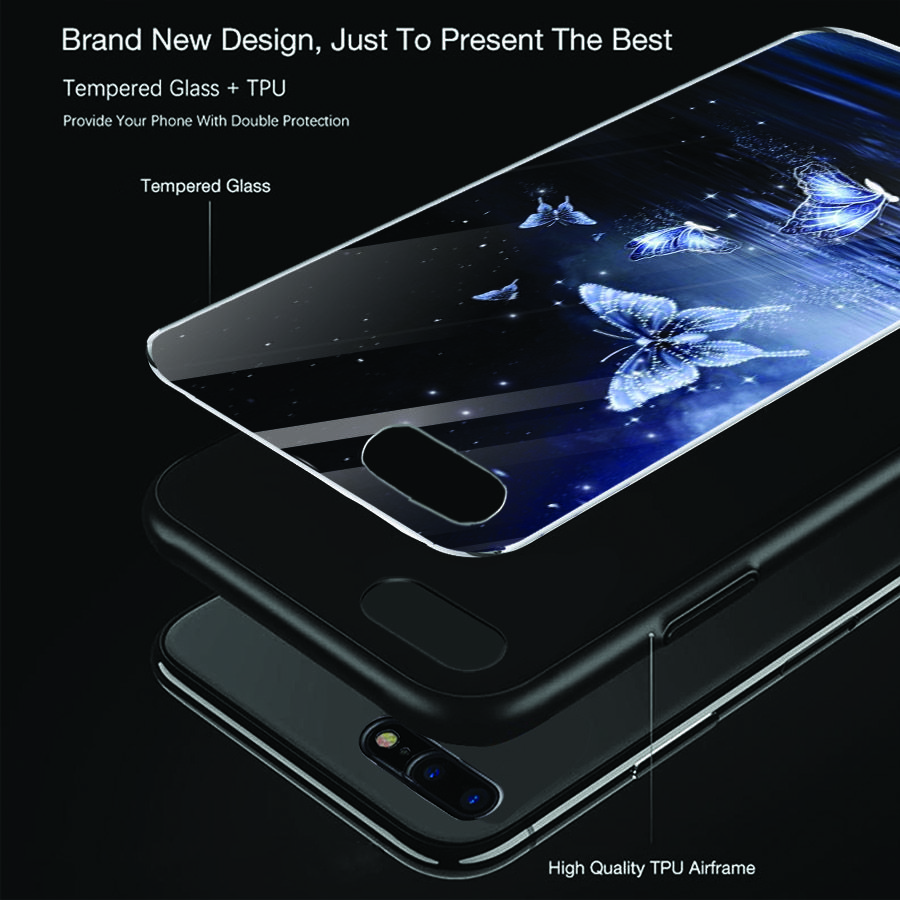 Ốp điện thoại kính cường lực cho máy iPhone 7 Plus / 8 Plus - bướm đẹp MS BUOMD033