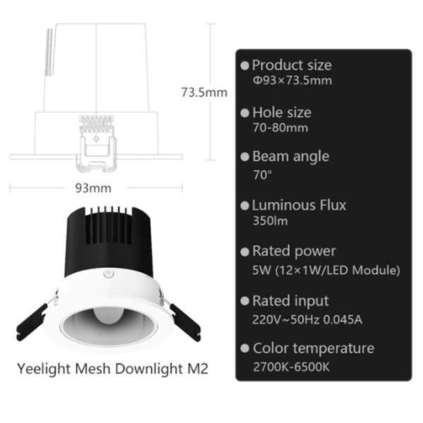  Đèn LED Downlight/ Spotlight Âm Trần Thông Minh Yeelight M2 , 2700-6500k , Hỗ trợ Apple Homekit - Hàng Chính Hãng - Bản Quốc Tế