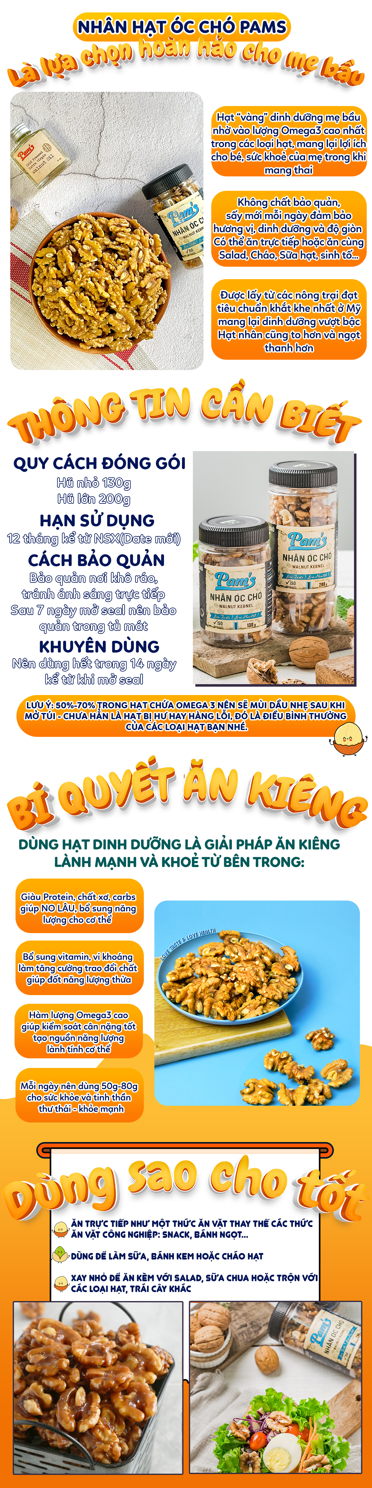 Nhân Hạt Óc Chó Vàng Pams,Hạt Óc Chó Chile Tách Vỏ Tốt Cho Mẹ Bầu và Trí Nhớ , Chất Lượng Cao, Giòn Béo, Thơm Ngon