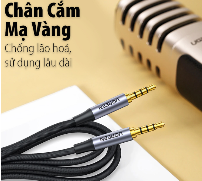 Cáp âm thanh 2 đầu 3.5mm 2m Vỏ nhôm dây dù Ugreen 183AT20782AV Hàng chính hãng