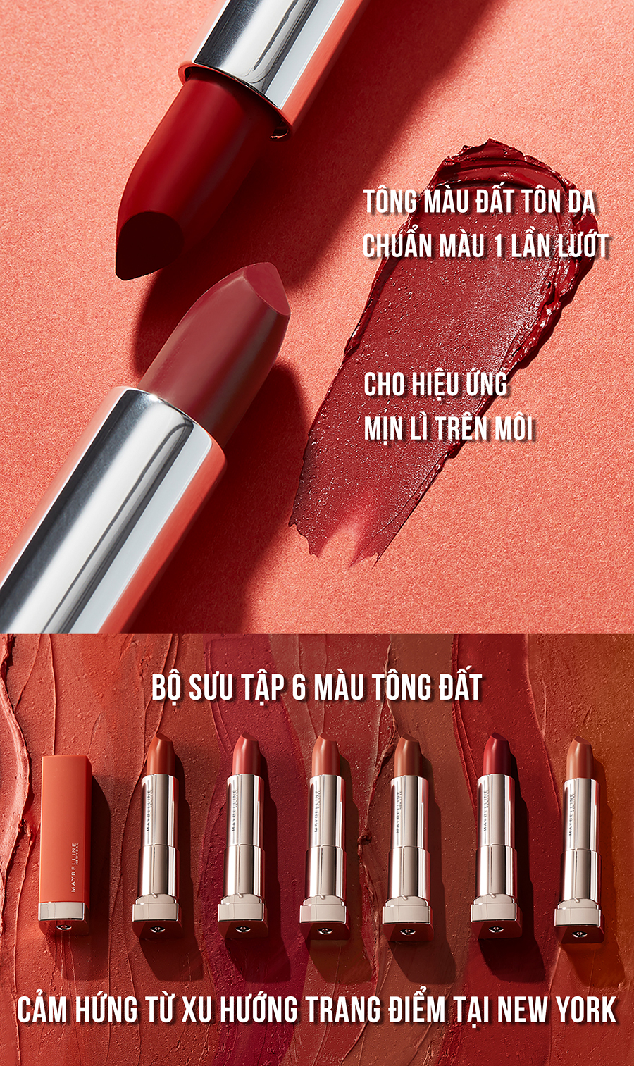 Son Lì Mịn Môi Tông Đất Maybelline New York City Heat