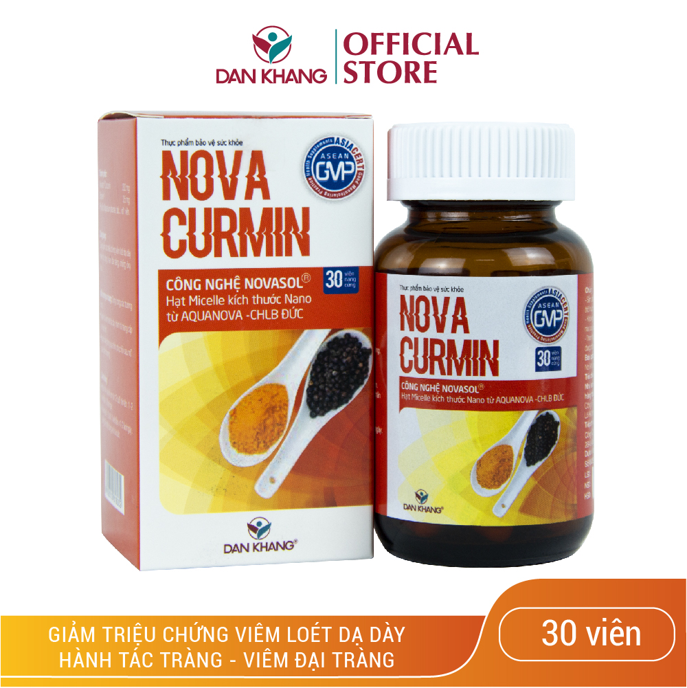 Combo Viên Uống Tinh Chất Nghệ Hỗ Trợ Giảm Đau Dạ Dày Novacurmin Hủ 30v + Gói Uống Hỗ Trợ Giảm Đau Dạ Dày Novagel