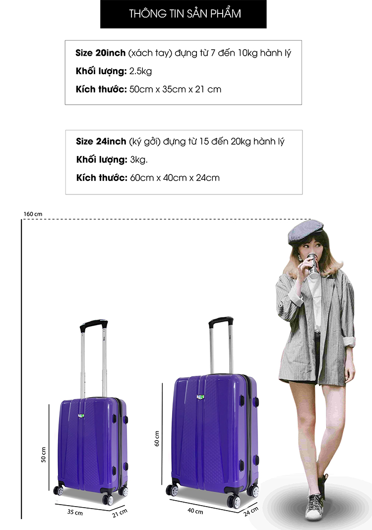 Vali Nhựa Dẻo TRIP PP103 - Tím