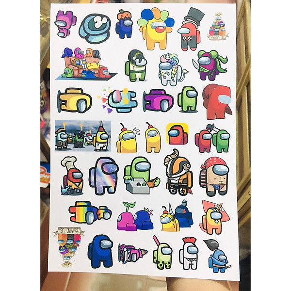 Sticker Among Us set 80 ảnh decal hình dán ép lụa