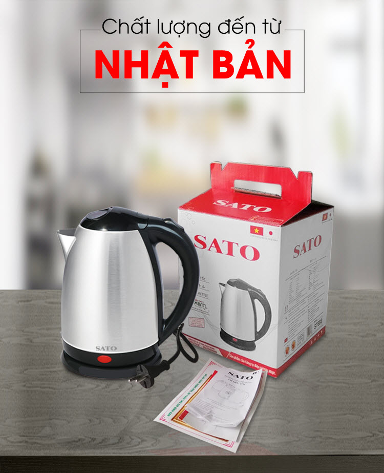Ấm siêu tốc inox SATO ST688 1.8L