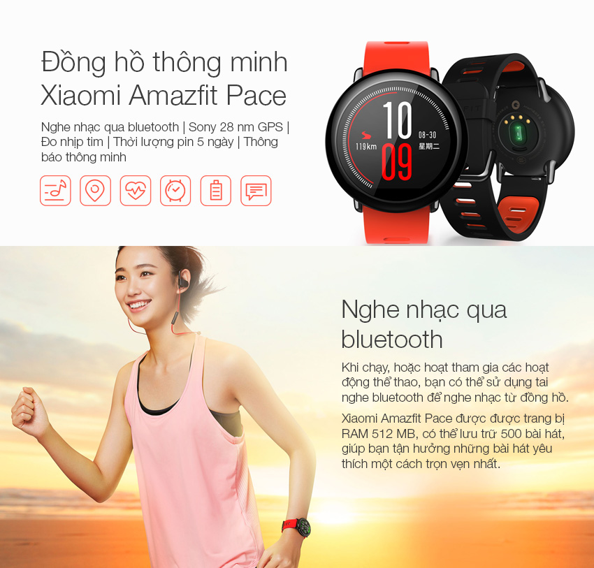 Đồng Hồ Thông Minh Xiaomi Amazfit Pace - Hàng Chính Hãng