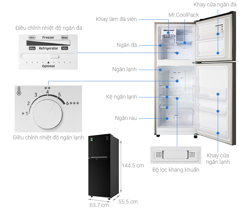 Tủ Lạnh Inverter Samsung RT20HAR8DBU/SV (208L) - Hàng Chính Hãng - Chỉ Giao tại HCM