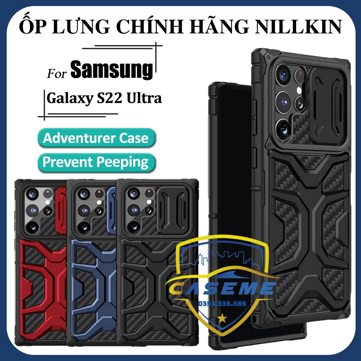 Ốp lưng Nillkin Adventurer Samsung S22 Ultra chống sốc, bảo vệ camera - Hàng Chính Hãng