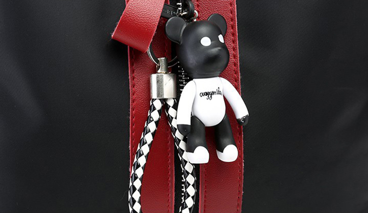 College Backpack Double Shoulder Backpack Fashion Violence Bear Pendant Pu Party Women Fashion