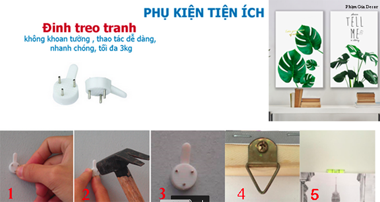 Bộ 3 Tranh Canvas Tặng Kèm Sơ Đồ Treo Tranh Và Đinh Treo Tranh Chuyên Dụng - Khung Hình Phạm Gia PGTK173