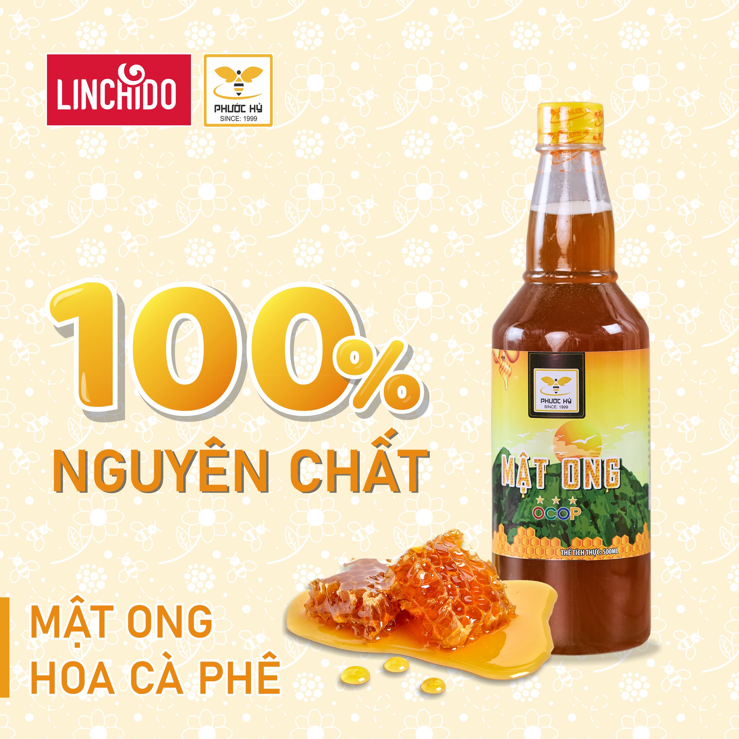 COMBO 3 Chai Mật ong hoa Cà Phê Phước Hỷ _ 500 ML 1