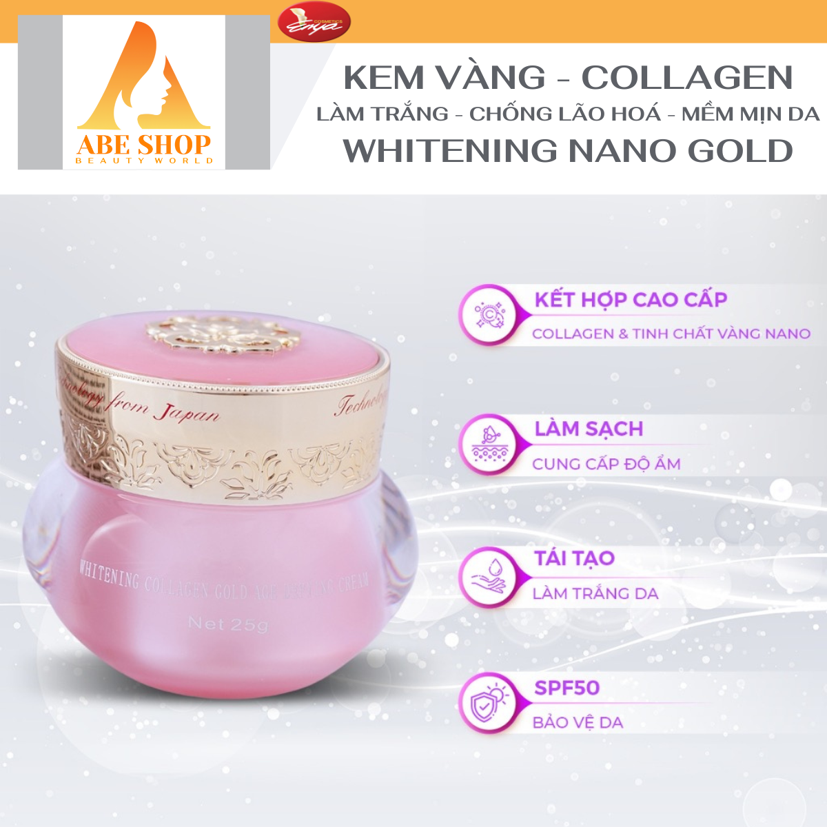 Kem ENYA Vàng Giảm Thâm Nám 25G - ENYA WHITENING COLLAGEN GOLD AGE-DEFYING CREAM