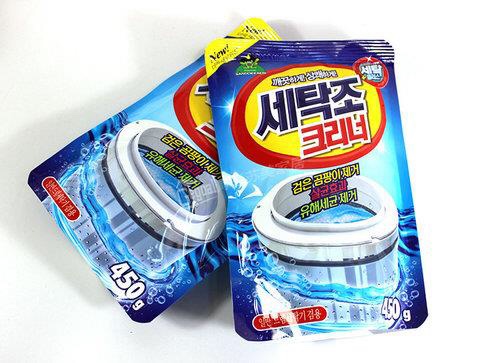 Combo áo trùm máy giặt (giao màu ngẫu nhiên) + bột tẩy vệ sinh lồng máy giặt nhập khẩu Hàn Quốc (450gr)