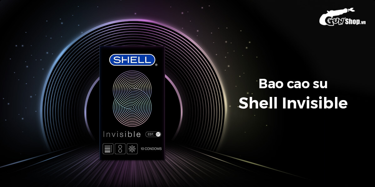 [Hộp 10 cái] Bao cao su Shell Invisible - Siêu mỏng, chống tuột, kéo dài thời gian
