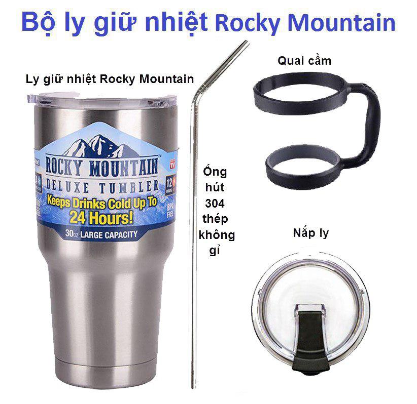 Ly Giữ Nhiệt Rocky Mountain Tumbler - Tặng Kèm Ống Hút Không Gỉ + Nắp + Quai Cầm