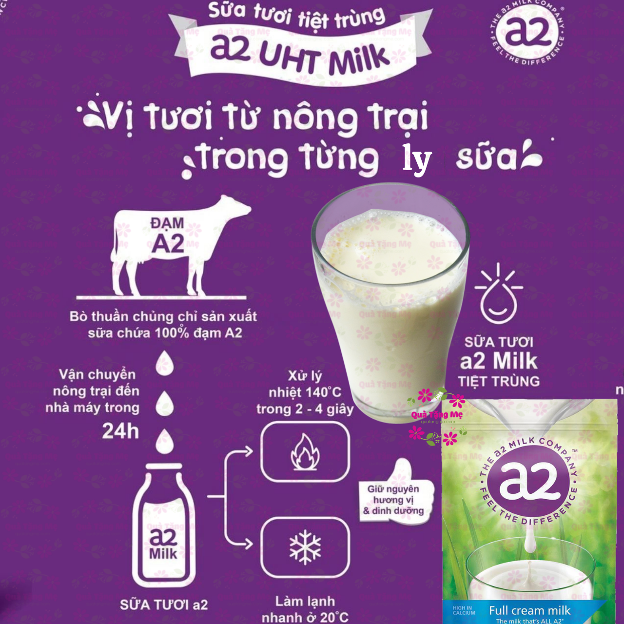 Sữa tăng chiều cao A2 nguyên kem full cream high in calcium